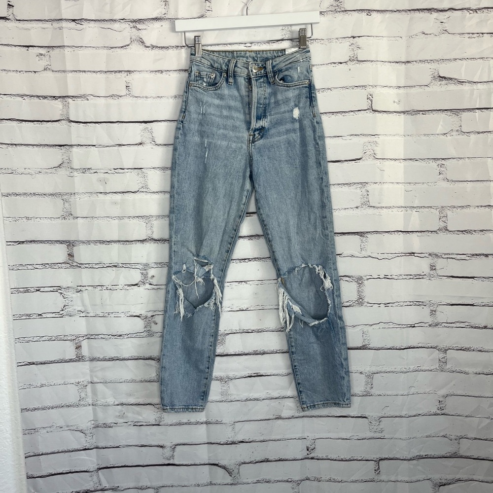 H&M High Rise Distressed Light Blue Jeans